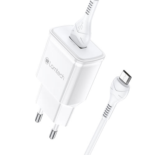 Lamtech Quick Charger USB3.0 18W With Micro USB Cable 1m White - (LAM021974) - sentinet.gr