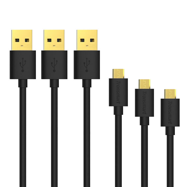 Tronsmart Gold Plated Premium Micro USB Cable Sync & Charging Cables 1M [3 Pack] (MUPP1) - sentinet.gr