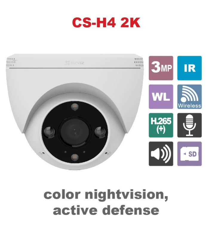 EZVIZ H4 2K Dome Outdoor Wi-Fi Camera (CS-H4-R201-1H3WKFL) - sentinet.gr