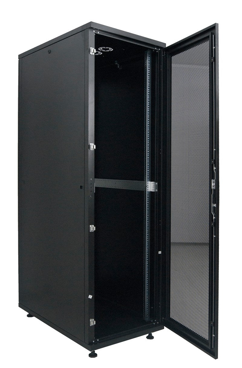 STEEL Eπιδαπέδια καμπίνα 42U με πλάτος 80cm βάθος 80 cm, 2 x Διάτρητες / flat pack - (STEEL-4288F-BL) - sentinet.gr