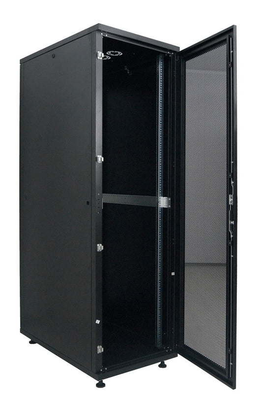 STEEL Eπιδαπέδια καμπίνα 42U με πλάτος 80cm βάθος 80 cm, 2 x Διάτρητες / flat pack - (STEEL-4288F-BL) - sentinet.gr