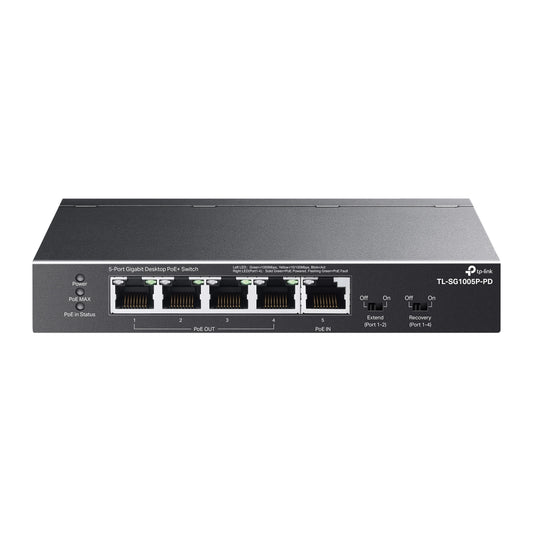 TP-Link TL-SG1005P-PD v1.0, 5-Port Gigabit Desktop PoE+ Switch with 1-Port PoE++ In and 4-Port PoE+ Out (Only Powered by PoE) - sentinet.gr