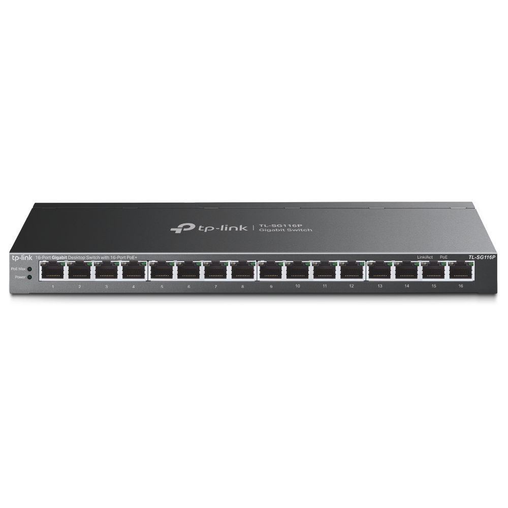 TP-Link TL-SG116P v1.0, 16-Port Gigabit Desktop Switch with 16-Port PoE+ - sentinet.gr