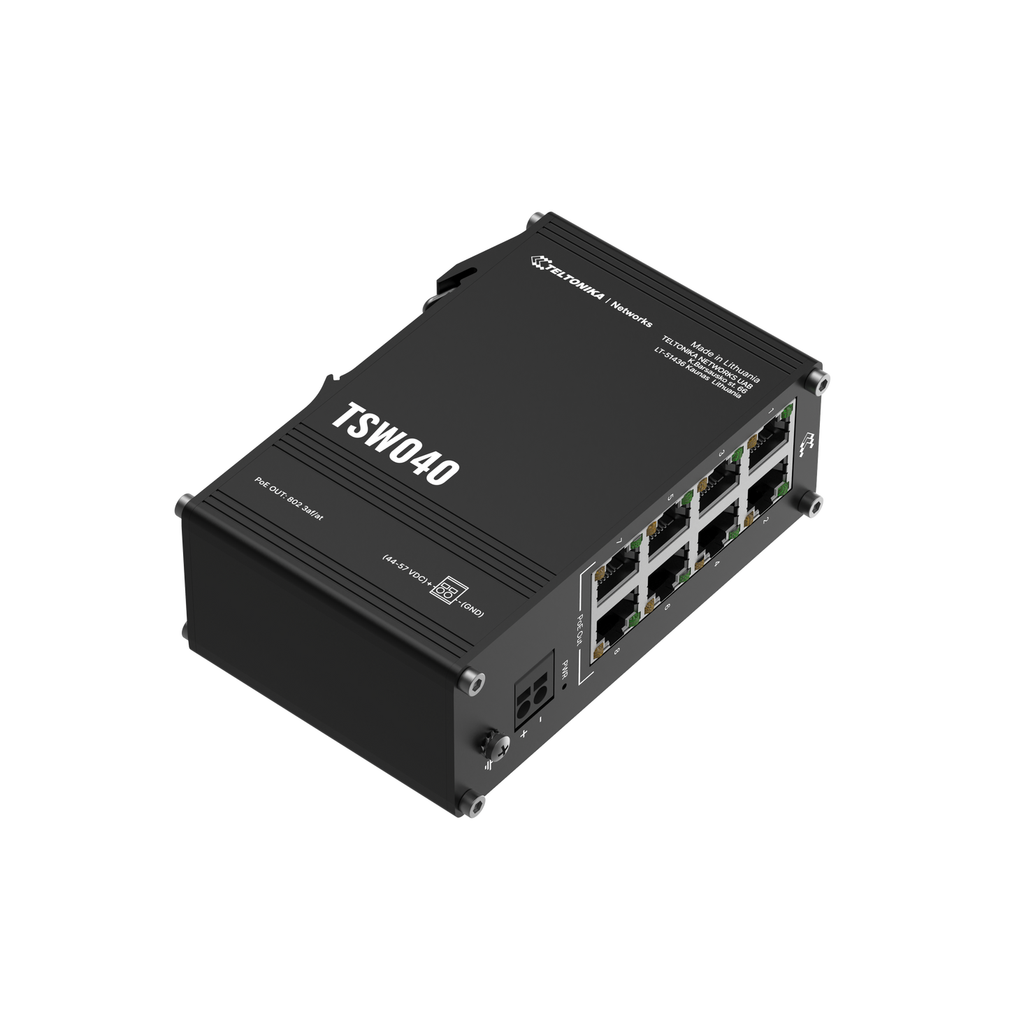 Teltonika TSW040, Industrial Din Rail Unmanaged PoE+ Switch 8xEthernet - sentinet.gr