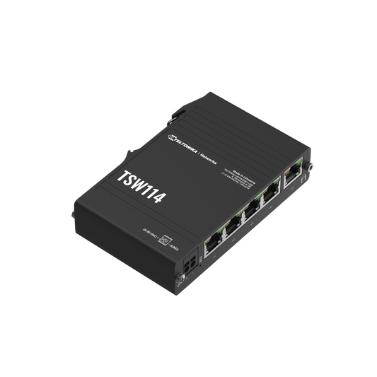 Teltonika TSW114, DIN Rail Ethernet Switch 5xGigabit with Passive PoE IN - sentinet.gr