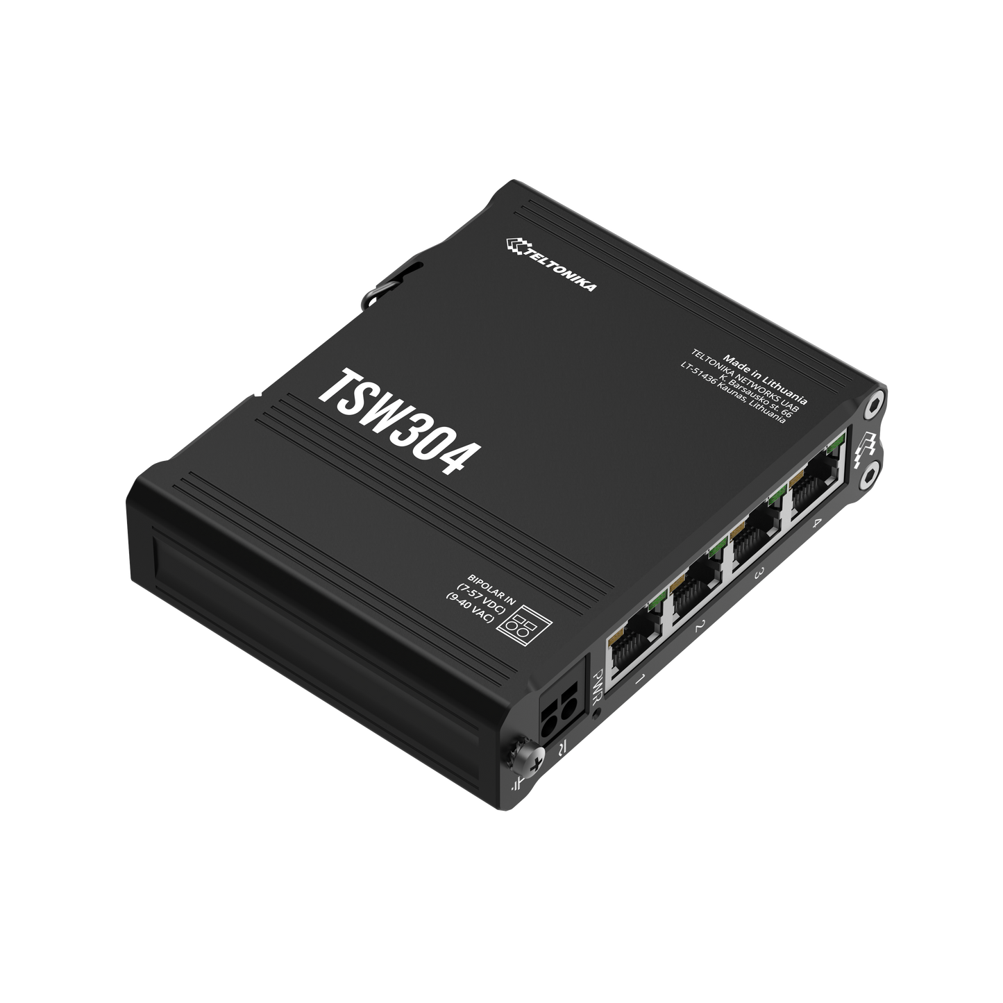 Teltonika TSW304, DIN Rail Ethernet Switch 4xGigabit with Passive PoE IN - sentinet.gr