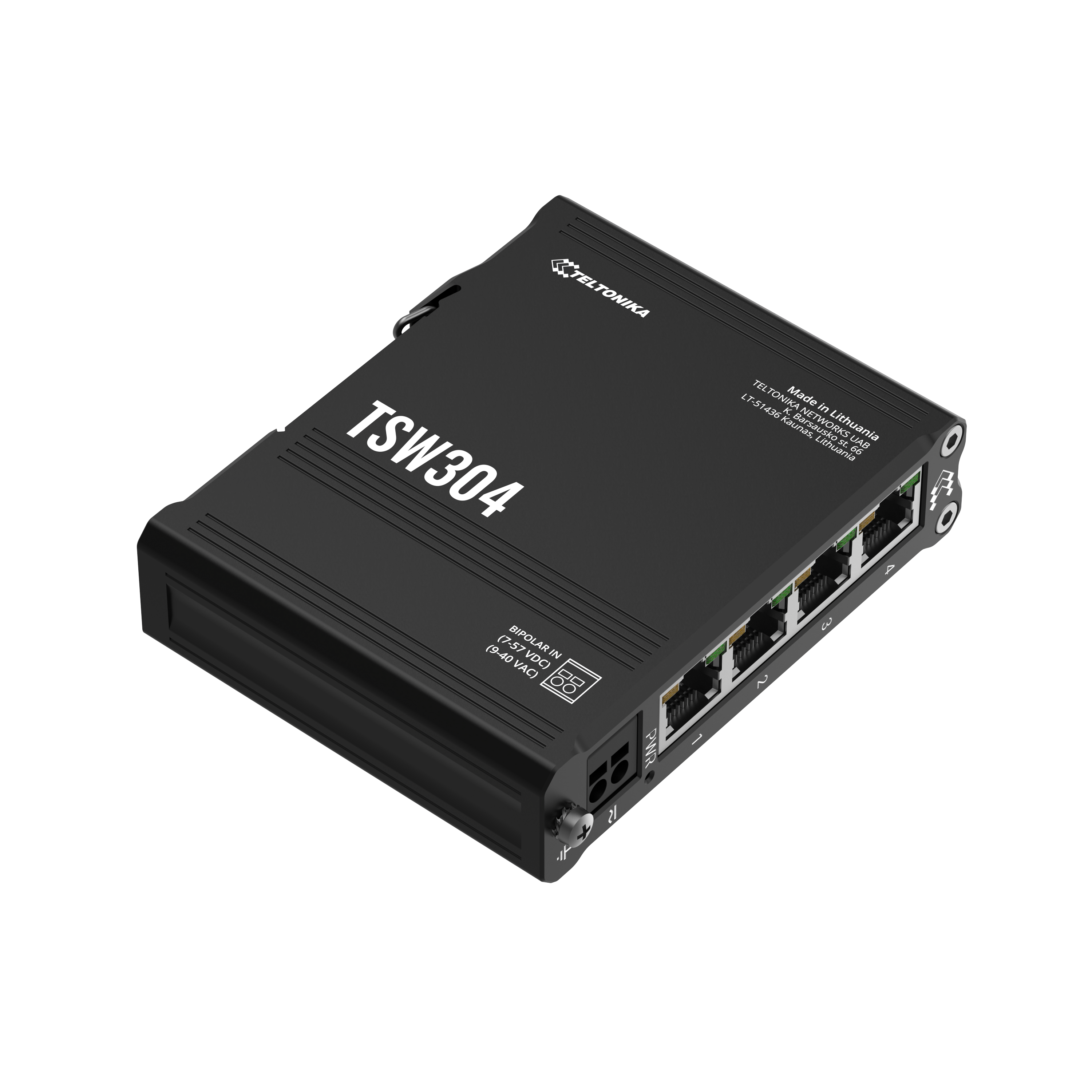 Teltonika TSW304, DIN Rail Ethernet Switch 4xGigabit with Passive PoE IN - sentinet.gr