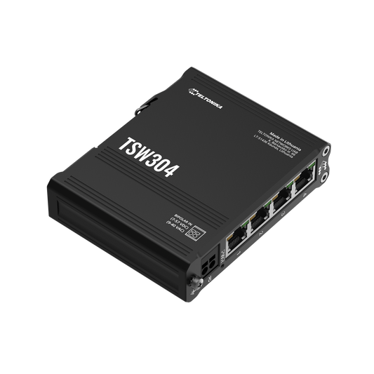Teltonika TSW304, DIN Rail Ethernet Switch 4xGigabit with Passive PoE IN - sentinet.gr