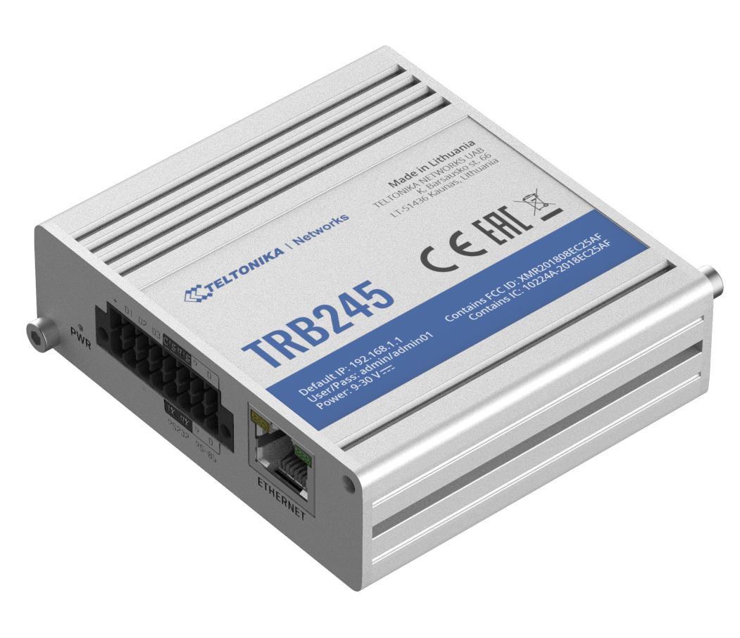 Teltonika TRB245 Industrial Grade 4G LTE Cat4 RS232/RS485 Dual SIM Gateway - sentinet.gr