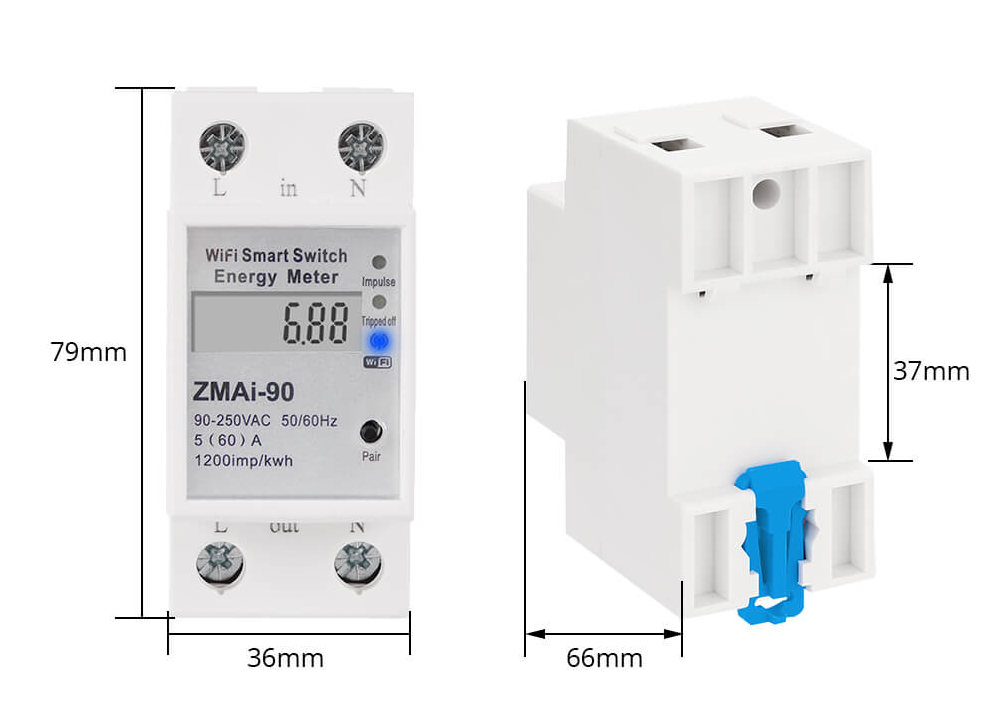 Zemismart WiFi Relay Digital Electric Energy Meter Tuya Smart Life APP Control Smart Home Timer Remote Control (2P-10A) - sentinet.gr