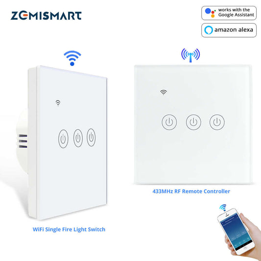 Zemismart Tuya WiFi Light Switch Three Gang No Neutral Wire Required Alexa Google Home Control - sentinet.gr