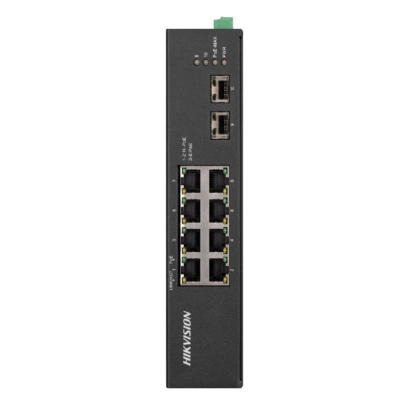 HIKVISION DS-3T0510HP-E/HS, 8-Port DIN Rail Gigabit Unmanaged Hi-PoE Switch for IP Cameras - sentinet.gr