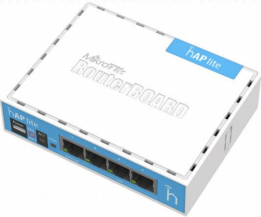 MikroTik RB941-2nD, hAP lite, 1.5dBi, 22dBm, 650MHz, 32MB, 2.4GHz, 4xEthernet, L4 - sentinet.gr