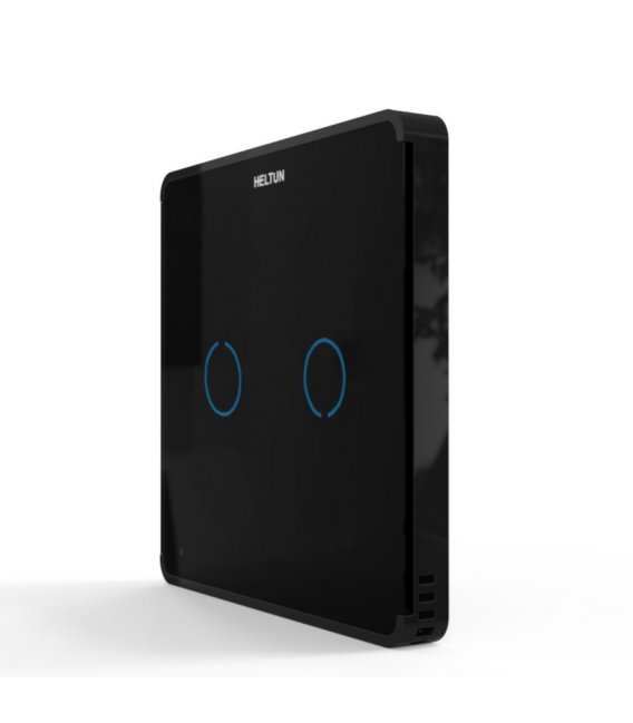 Z-Wave Plus V2 Heltun Touch Panel Switch Two Buttons Black (HE-TPS02) - sentinet.gr