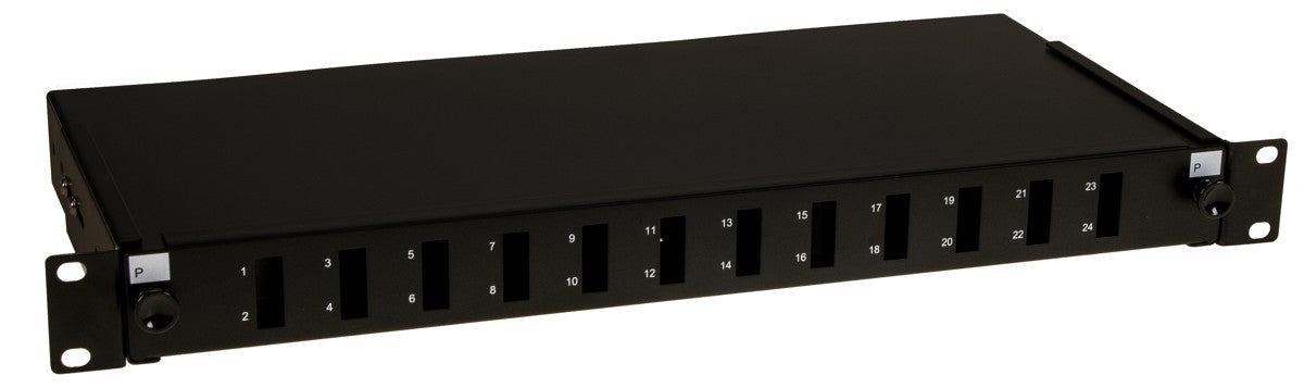 Masterlan ODF 12x SC Duplex or 12x LC Quad, optic enclosure with patch panel and splice tray, 1U, 19", black - (ODF12SCDB2) - sentinet.gr