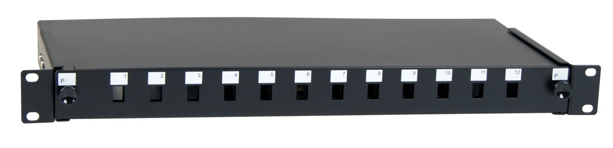 Masterlan ODF 12x SC Simplex or 12x LC Duplex, optic enclosure with patch panel and splice tray, 1U, 19", black - (ODF12SCSB2) - sentinet.gr