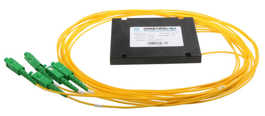 Masterlan PLC optical splitter - 1x4, 1260-1650nm, ABS box, SC/APC, 1,5m - (MaPLC4SCab) - sentinet.gr