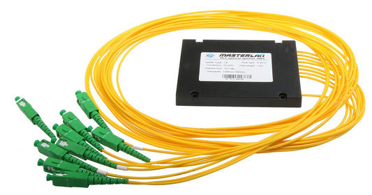 Masterlan PLC optical splitter - 1x8, 1260-1650nm, ABS box, SC/APC, 1,5m - (MaPLC8SCab) - sentinet.gr