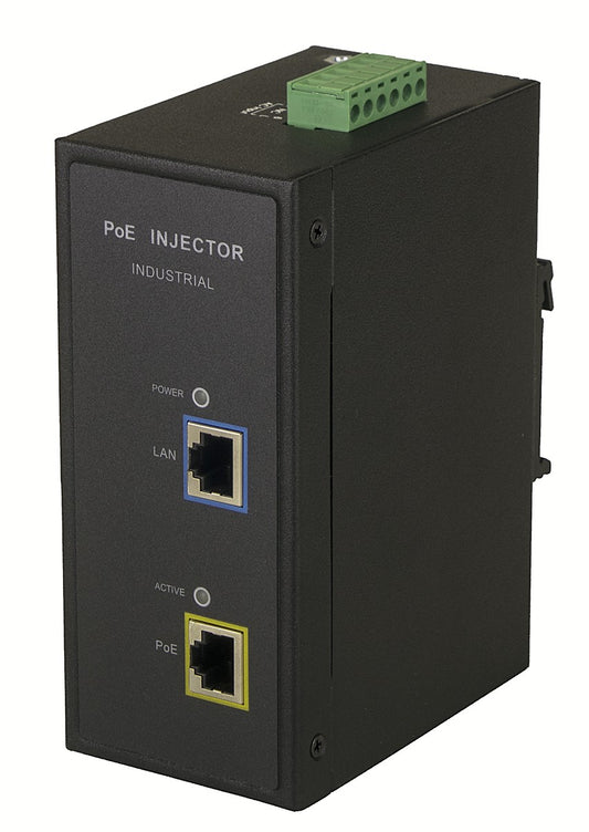 MaxLink DIN30-240 PoE injector - 100-240VAC/ 44-57VDC, 802.3af/at, 55V, 550mA, 30W, 1Gbit - sentinet.gr