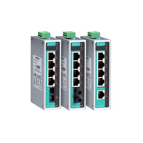 MOXA EDS-205A, 5-Port Compact Industrial Din Rail Unmanaged Ethernet Switch - sentinet.gr