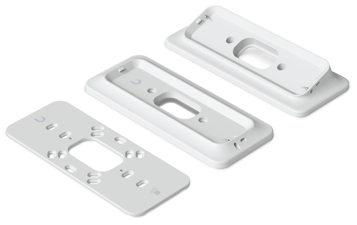 Ubiquiti UACC-G4 Doorbell Pro PoE-Gang Box-white, Secure, flat or angled mounting plate for installing the G4 Doorbell Pro PoE over a standard single-gang box - sentinet.gr