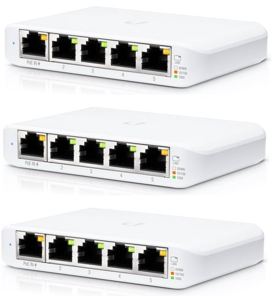 Ubiquiti USW-Flex-Mini-3, UniFi Switch, 5xGigabit, PoE IN, 3-pack - sentinet.gr