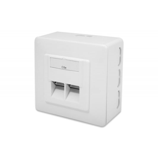 Digitus DN-9002-N, Πρίζα Επιτοίχια / Χωνευτή STP 2*RJ45 CAT5e - sentinet.gr